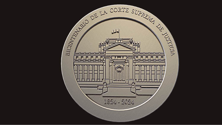 moneda bicentenaria. La pieza con el frontis del Palacio de Justicia será presentada en noviembre.