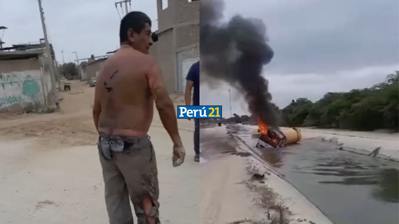 De milagro, Sixto Chunga escapó de la unidad, pero con quemaduras. (Foto: Captura de video)