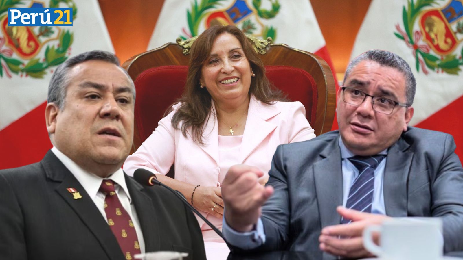 Santiváñez es arropado por la presidente y el premier.