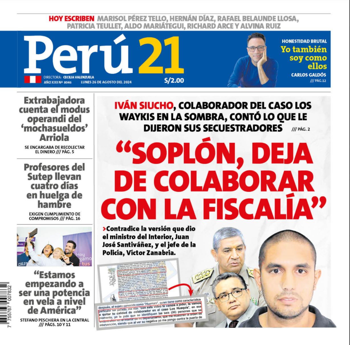 “SOPLÓN, DEJA DE COLABORAR CON LA FISCALÍA”