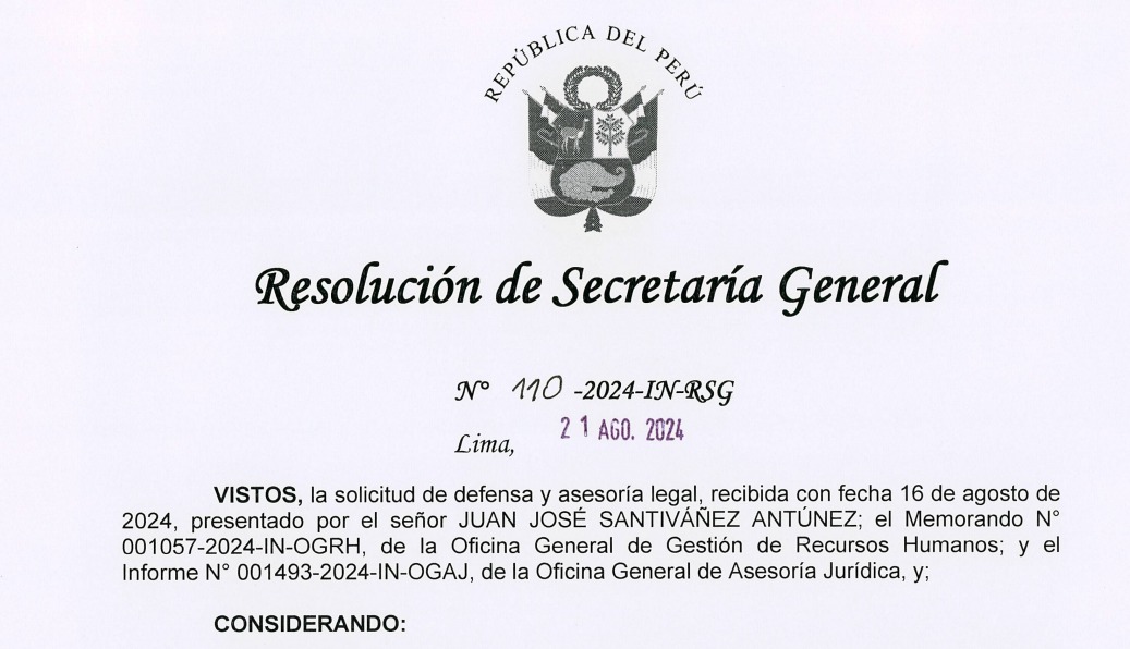 Resolución de la secretaría general del Ministerio del Interior.