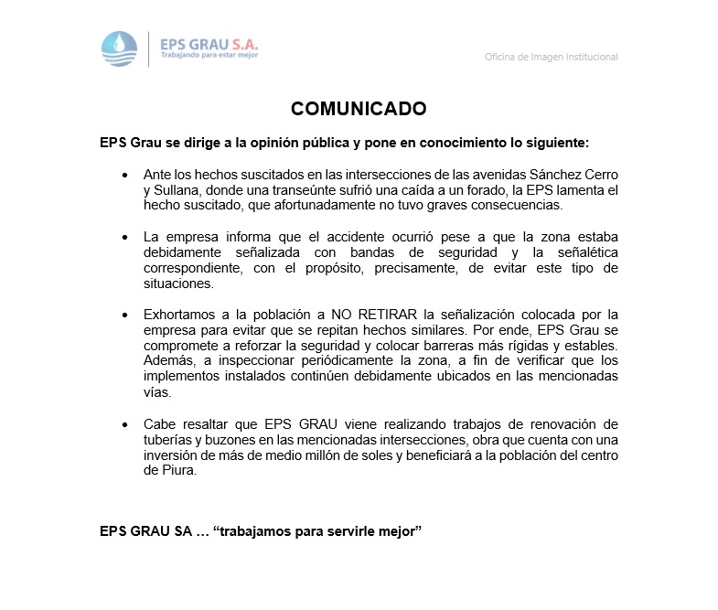 Comunicado EPS Piura