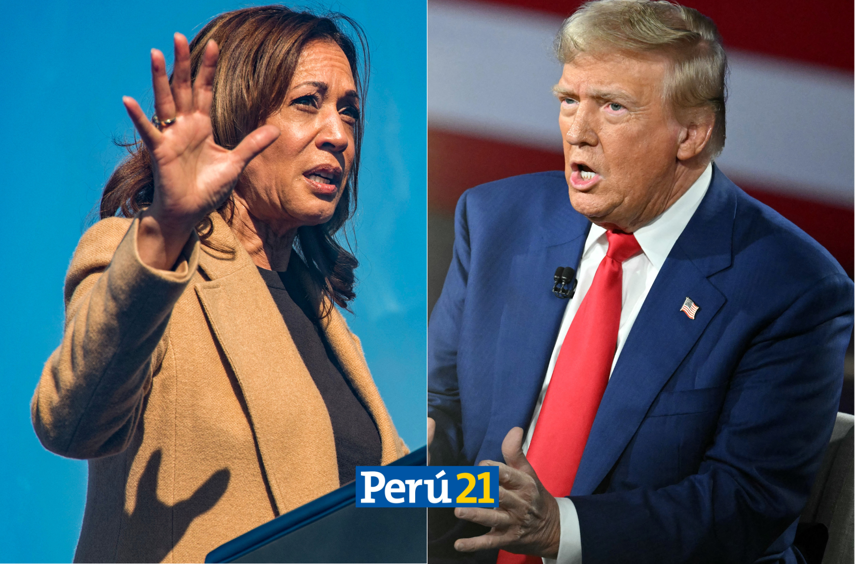 Donald Trump y Kamala Harris codo con codo en tres estados clave. (AFP)