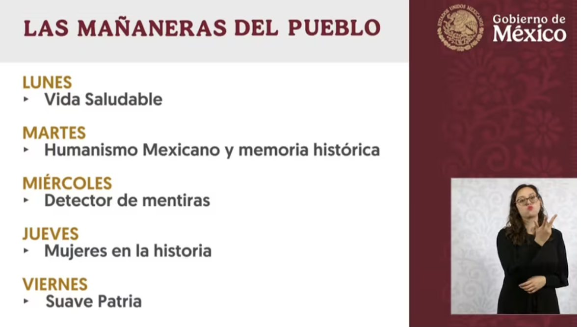 Agenda de 'Las Mañaneras del Pueblo'