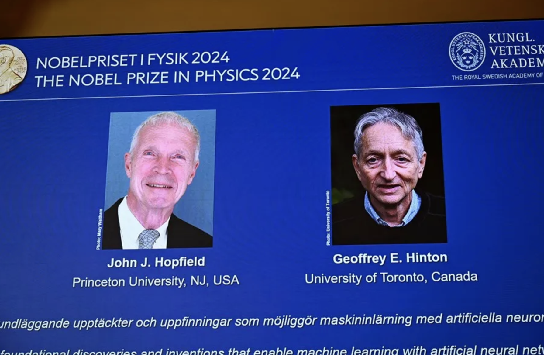 El estadounidense John Hopfield y el británico-canadiense Geoffrey Hinton