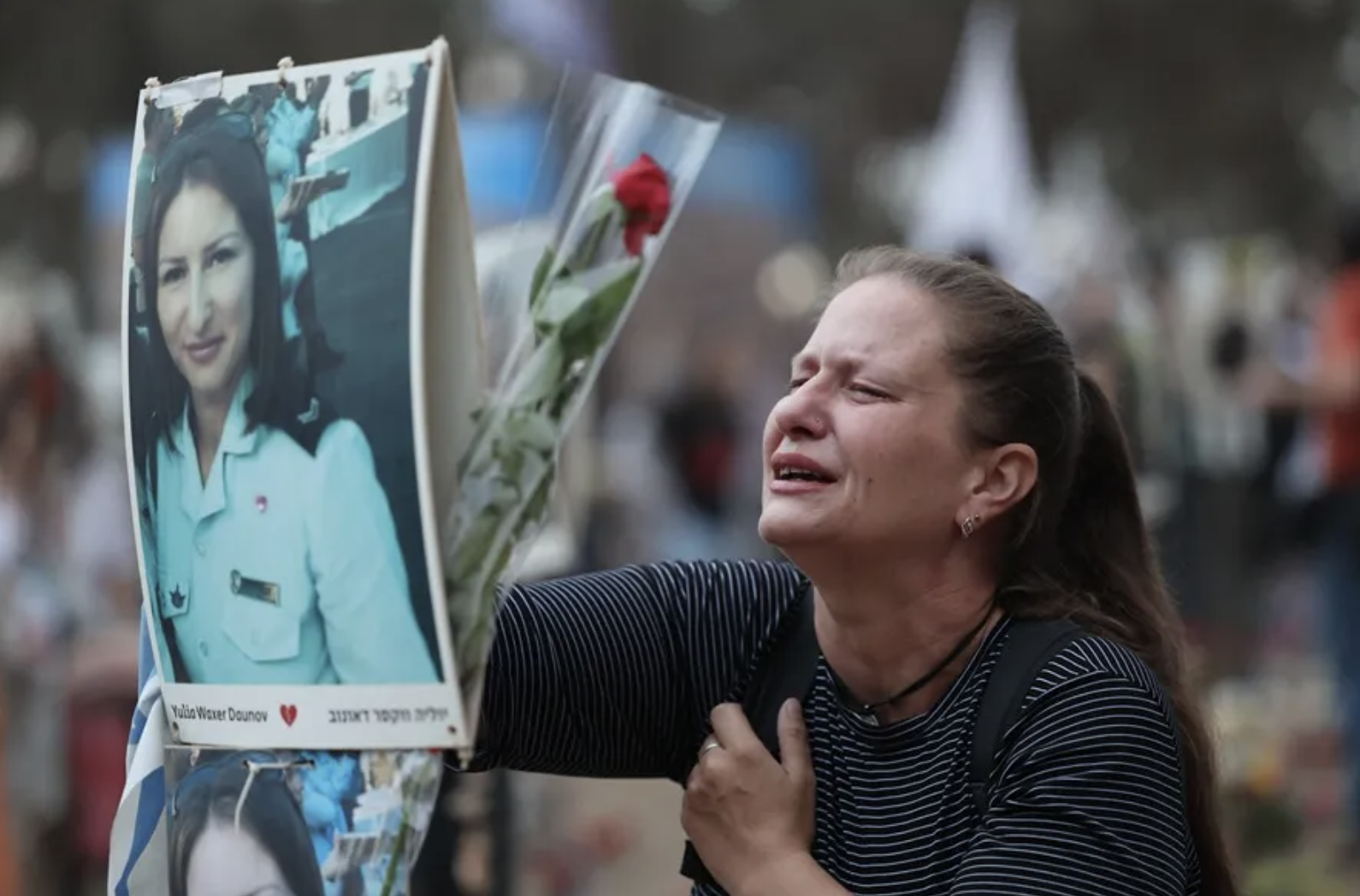 Familiares de las víctimas asesinadas por Hamás en el festival de música Supernova en la conmemoración del primer aniversario del ataque,