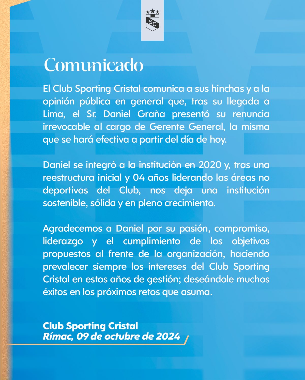 Comunicado Sporting Cristal