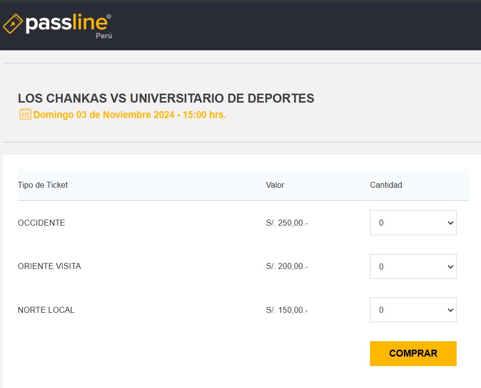 Precio de entradas para Los Chankas vs Universitario