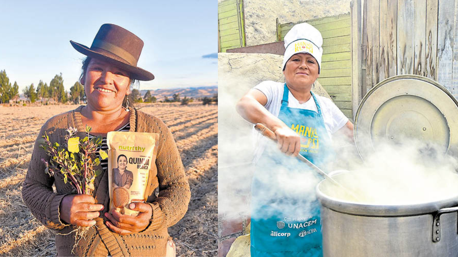 Mujeres protectoras. De los cultivos peruanos y de su gente. En Ayacucho, Yudy Cisneros se dedica al campo y a preservar la quinua desde que tiene memoria. Por su parte, Celina Canturín lidera una labor nutritiva y solidaria en Manchay.