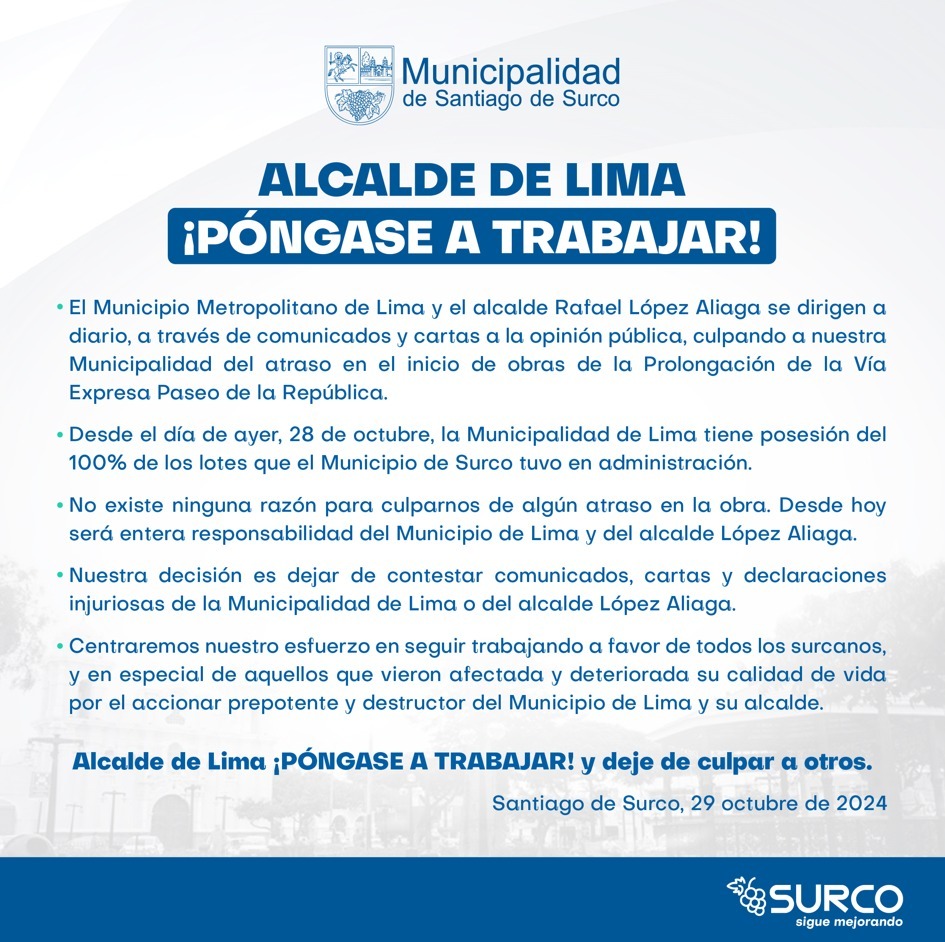 Comunicado de la Municipalidad de Surco