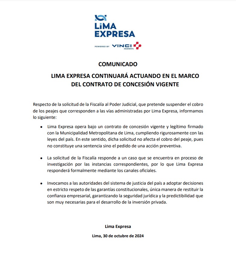 Comunicado de Lima Expresa