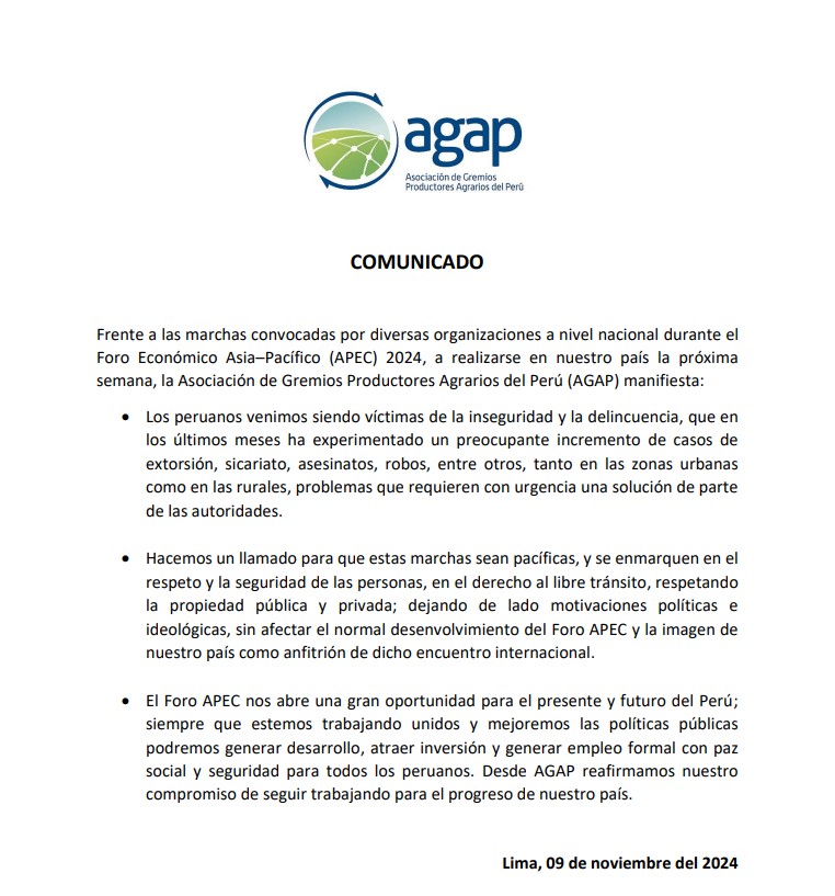 Comunicado de AGAP.