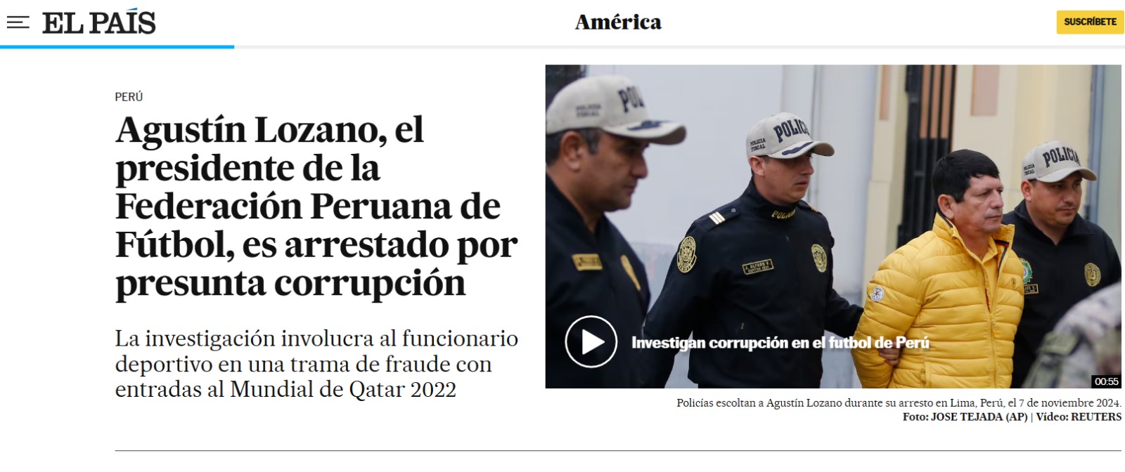 El País de España muestra el momento de la captura de Agustín Lozano