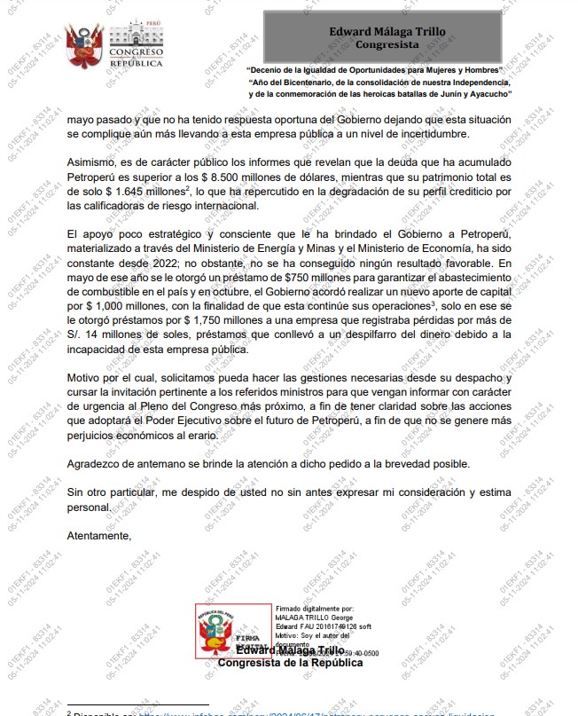 Carta de Ed Málaga.