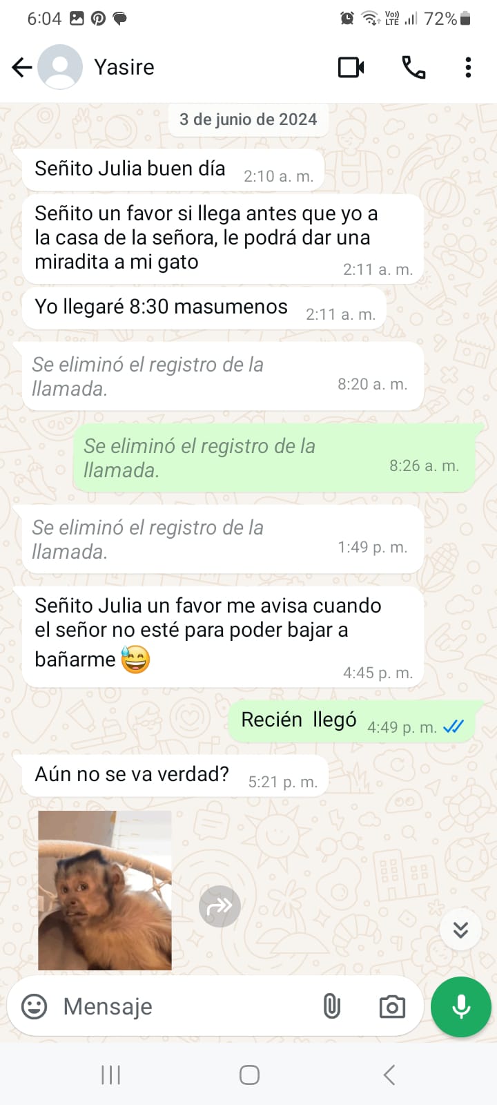 Chats entre Yaziré Pinedo y la empleada del hogar de Karelím López.