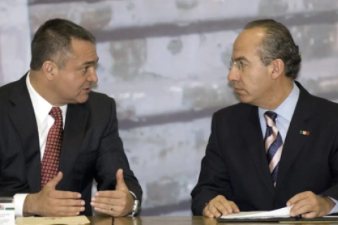 Genaro García Luna, exsecretario de Seguridad Pública; Felipe Calderón, expresidente de México. Foto: EFE.