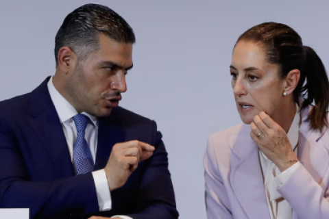 La presidenta electa, Claudia Sheinbaum, y Omar García Harfuch. Foto: EFE