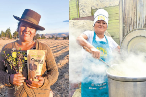 Mujeres protectoras. De los cultivos peruanos y de su gente. En Ayacucho, Yudy Cisneros se dedica al campo y a preservar la quinua desde que tiene memoria. Por su parte, Celina Canturín lidera una labor nutritiva y solidaria en Manchay.