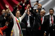 Claudia y AMLO, más unidos que nunca. Foto: AFP